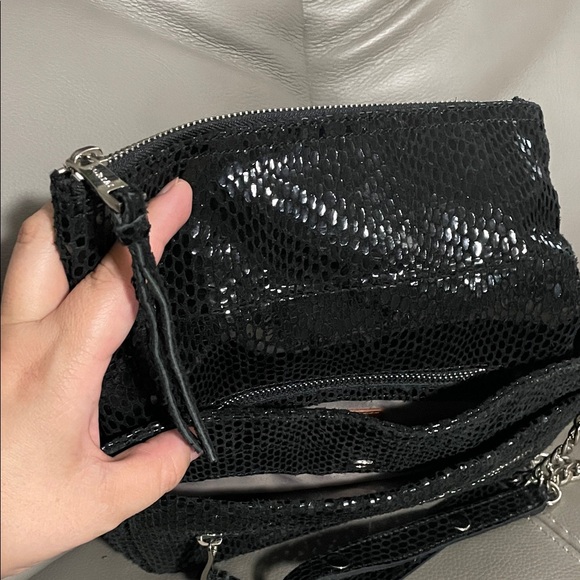 SORIAL NEW YORK Black Embossed Snake Women's  Crossbody Bag - Picture 4 of 8